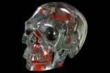 Realistic, Polished Bloodstone (Heliotrope) Skull #116367-2